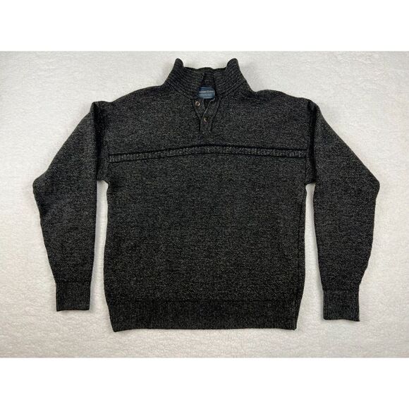 Vintage Florence Tricot Sweater Mens XL Gray Black Mock Neck Wool Italy‎ 1990s - Picture 1 of 16